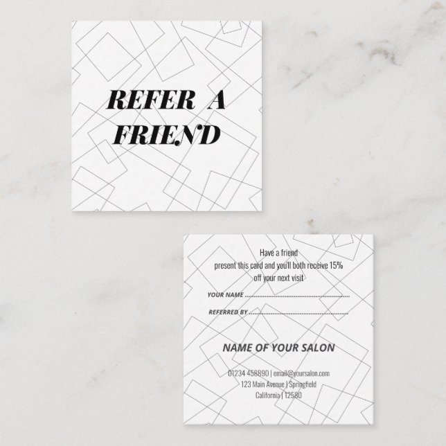 Minimalist Geometric Referral Cards  (Front/Back)