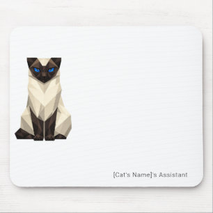 Minimalist Geometric Siamese Cat Office Mouse Pad
