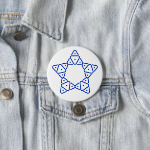 Minimalist Geometric Star of David Art 7.5 Cm Round Badge