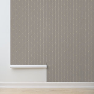 Minimalist Geometric Star Pattern on Taupe Wallpaper