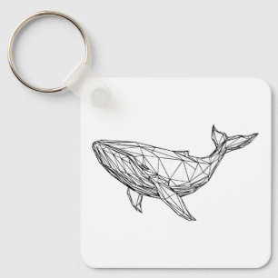 Minimalist Geometric Whale Keychain