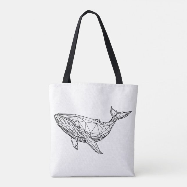 Minimalist Geometric Whale Tote Bag (Back)