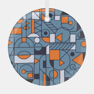 Minimalist Geometry: Retro Abstract Poster Glass Tree Decoration