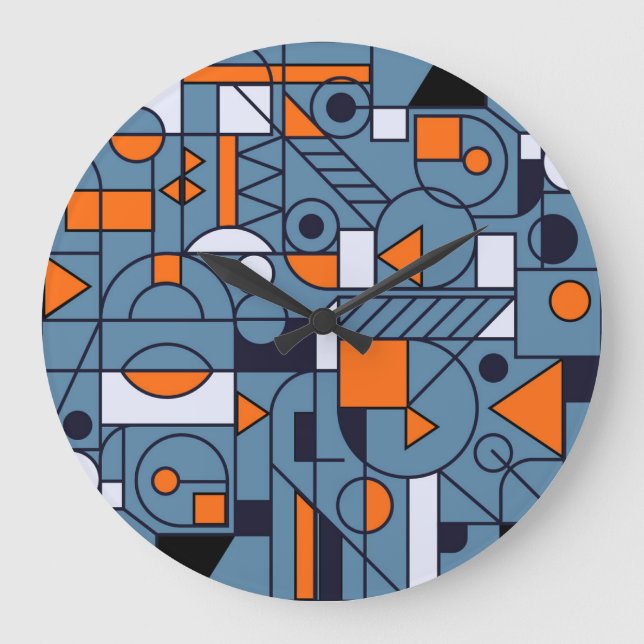 Minimalist Geometry: Retro Abstract Poster Large Clock (Front)