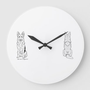 Minimalist German Shepherd Dog Line Art Large Clock