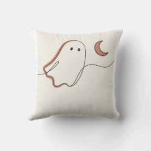 Minimalist Ghost and Crescent Moon Halloween Spook Cushion