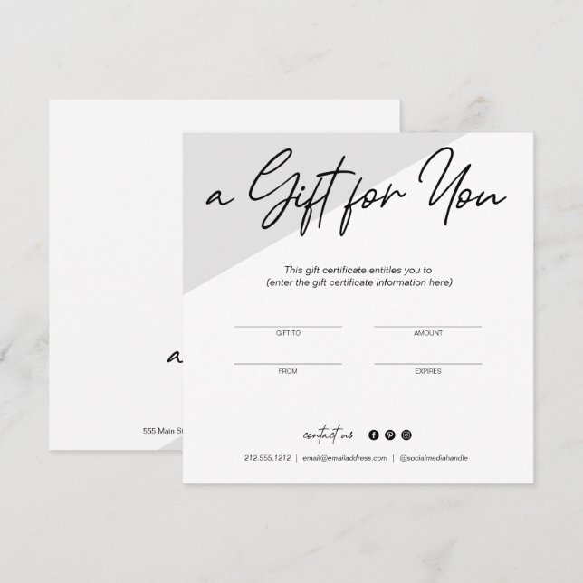 Minimalist Gift Certificate Business Card (Front/Back)