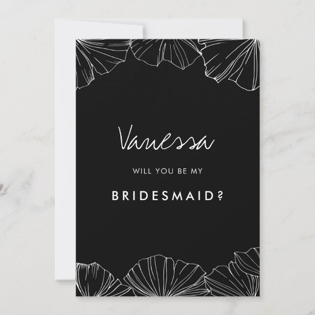 Minimalist Ginkgo Biloba Bridesmaid proposal card (Front)