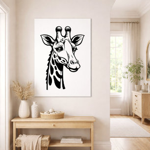 Minimalist Giraffe Black and White  Poster