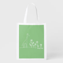 Minimalist Giraffe Flowers Line Art Drawing