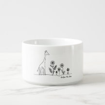 Minimalist Giraffe Flowers Line Art Drawing