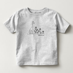 Minimalist Giraffe Flowers Line Art Drawing Toddler T-Shirt