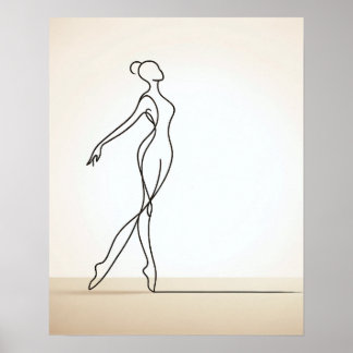 Minimalist Girl Dancing - Abstract Line Art Poster