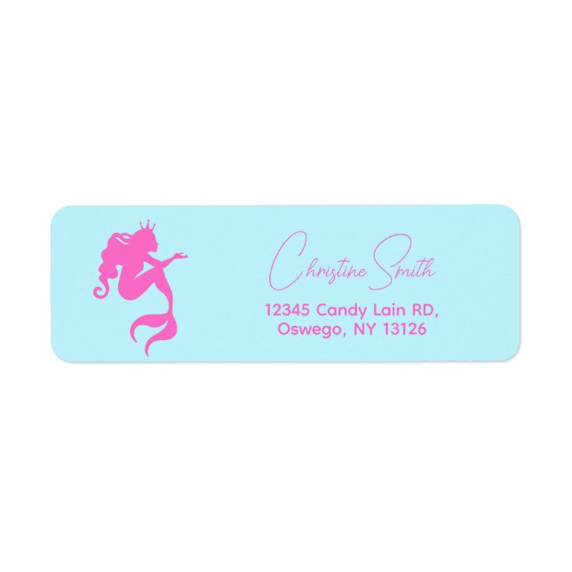 Minimalist Girl Mermaid Birthday Return Address (Front)