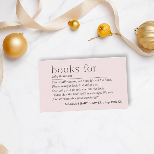 Minimalist Girl Pale Pink Books for Baby Enclosure Card (Creator Uploaded)
