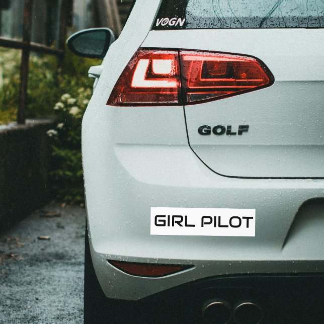 Minimalist GIRL PILOT Typography,Simple Aviation Bumper Sticker (Creator Uploaded)