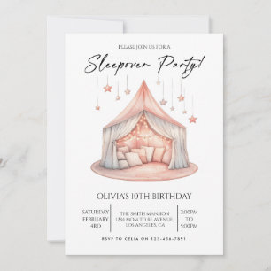Minimalist Girl Sleepover birthday Invitation
