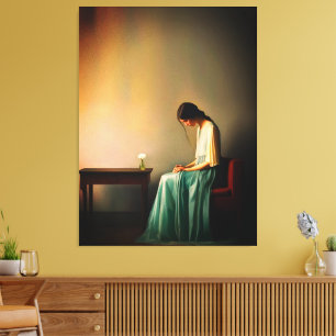 Minimalist Girl with Flower Wall Art – Emotional