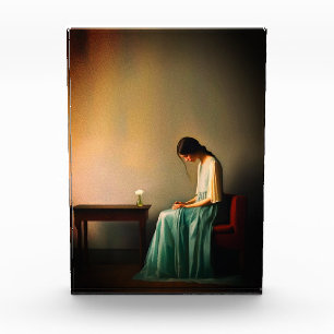 Minimalist Girl with Flower Wall Art – Emotional Photo Block