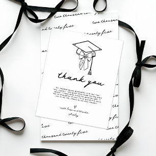Minimalist Girly Cap Graduation Thank You Card