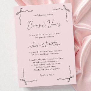 Minimalist Girly Coquette Bow Pink Wedding Invitation
