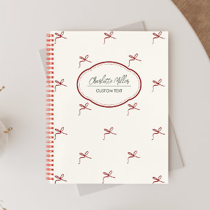 Minimalist Girly Coquette Bow Spiral Notebook