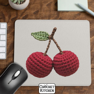 Minimalist Girly Crochet Red Cherry Summer Fresh Mouse Mat