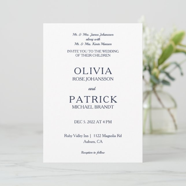 Minimalist Glam Wedding  Invitation (Standing Front)