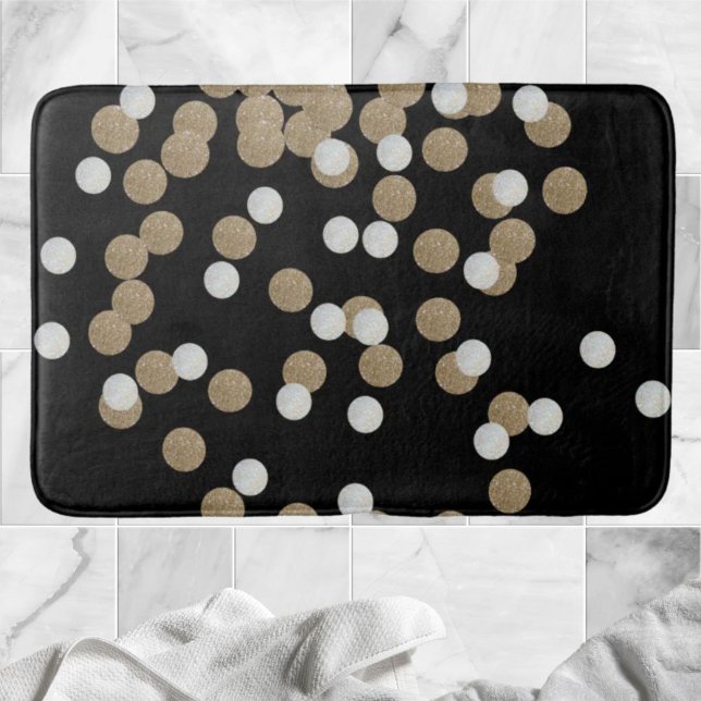 minimalist glitter black champagne gold confetti bath mat (minimalist glitter black champagne gold confetti bath mat)