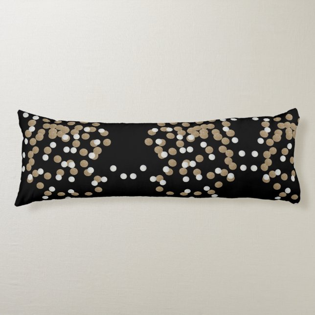 minimalist glitter black champagne gold confetti body cushion (Front)