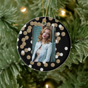 minimalist glitter black champagne gold confetti ceramic tree decoration