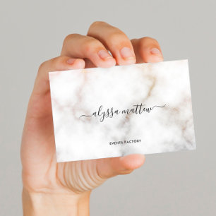 Minimalist Glitter Marble Luxury Signature Script  Business Card