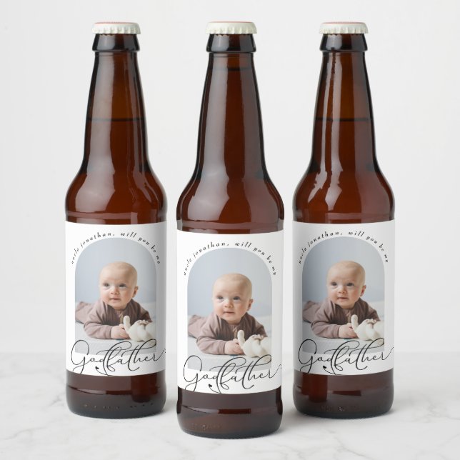 Minimalist Godfather Proposal Photo   Beer Bottle Label (Bottles)