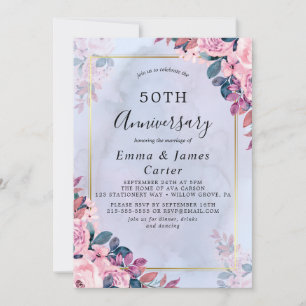 Minimalist Gold 50th Wedding Anniversary  Invitation