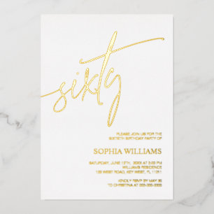 Minimalist Gold 60th Birthday Invitation