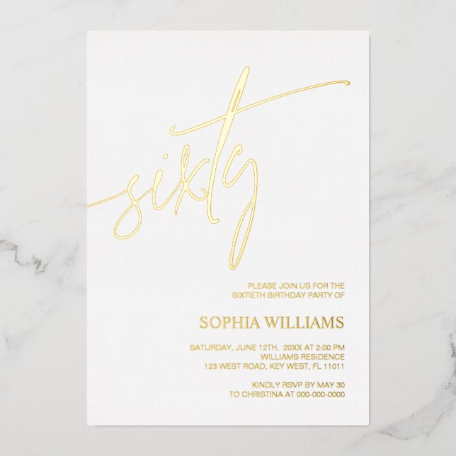 Minimalist Gold 60th Birthday Invitation (Front)