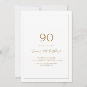 Minimalist Gold 90th Birthday Party Invitation