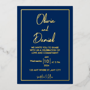 Minimalist Gold All In One Wedding Invitation