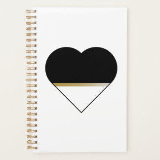 Minimalist Gold and Black Heart Planner