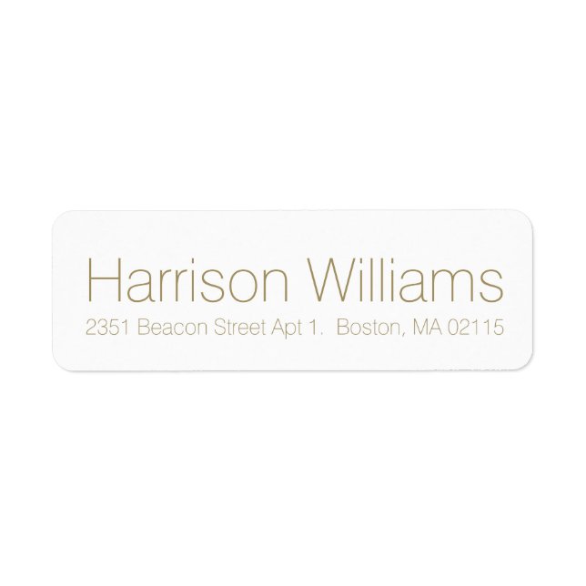 Minimalist gold and white Custom Return Address  (Front)