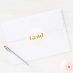Minimalist Gold and White Graduation Classic Round Sticker