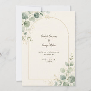 Minimalist Gold Arch Eucalyptus Wedding Invitation