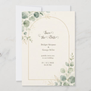 Minimalist Gold Arch Eucalyptus Wedding Invitation