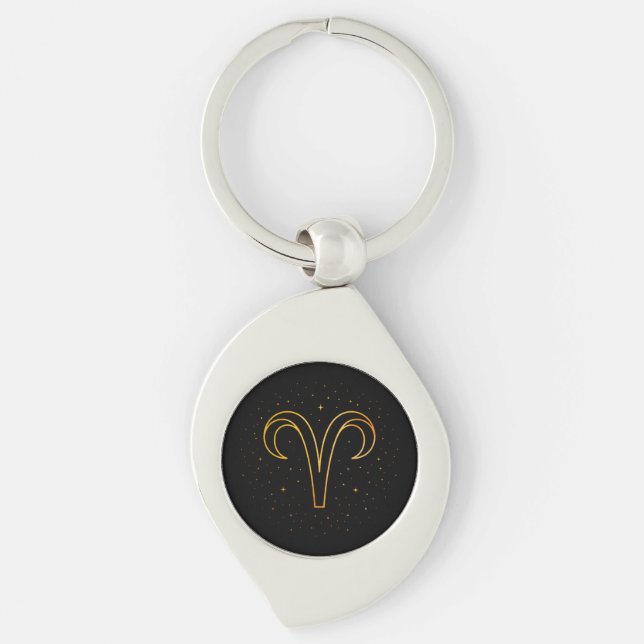 Minimalist Gold Aries Zodiac Keychain Gift (Front)