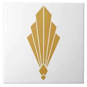 Minimalist Gold Art Deco Fan Crest Tile