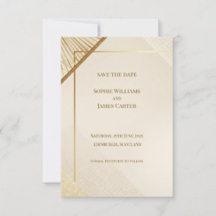 Minimalist Gold Art Deco Wedding Save The Date Car