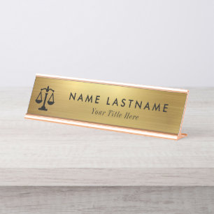 Minimalist Gold Attorney Desk Name Plate