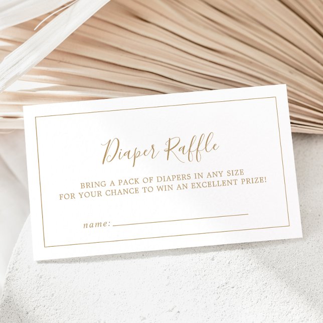 Minimalist Gold Baby Shower Diaper Raffle Enclosure Card (Creator Uploaded)