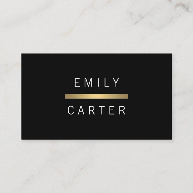 Minimalist Gold Bar Accent Business Card (Front)