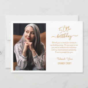 Minimalist gold birthday thank you card